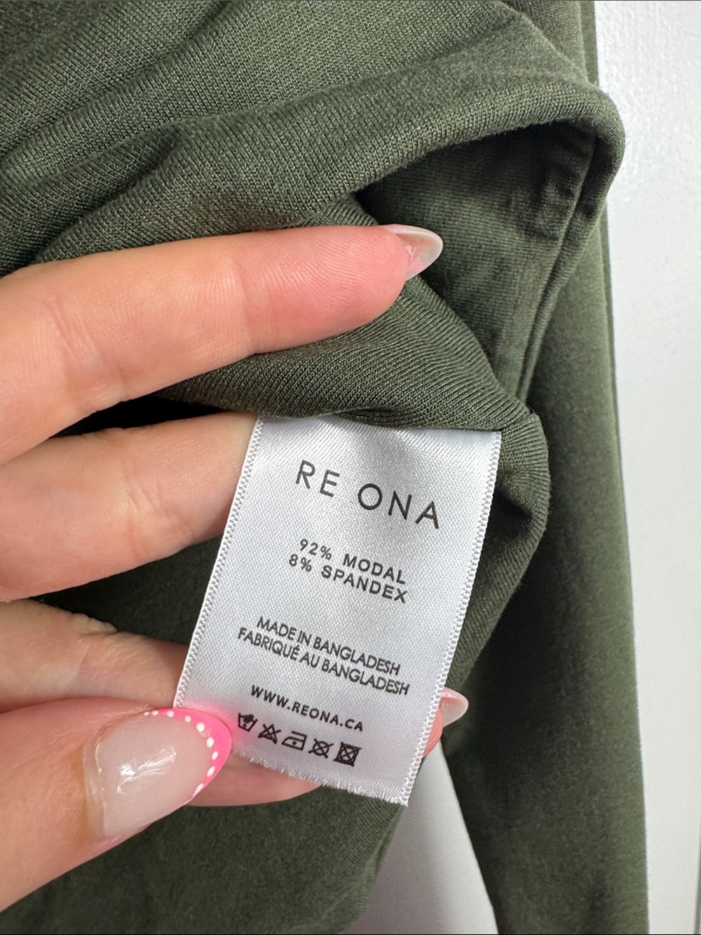 NWT RE ONA Signature Long Sleeve Top in Olive Size Small - Picture 5 of 11